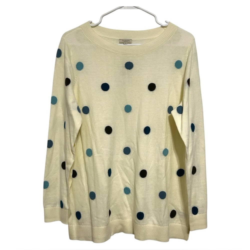Talbots Cream Polka Dot Light Weight Sweater Size 1X Brand New